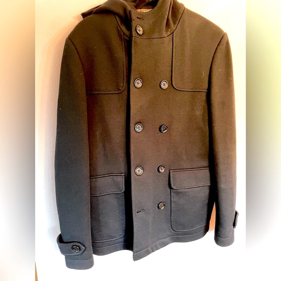 Zara Jackets & Coats Zara Mens Black Wool Lined Hooded Peacoat In